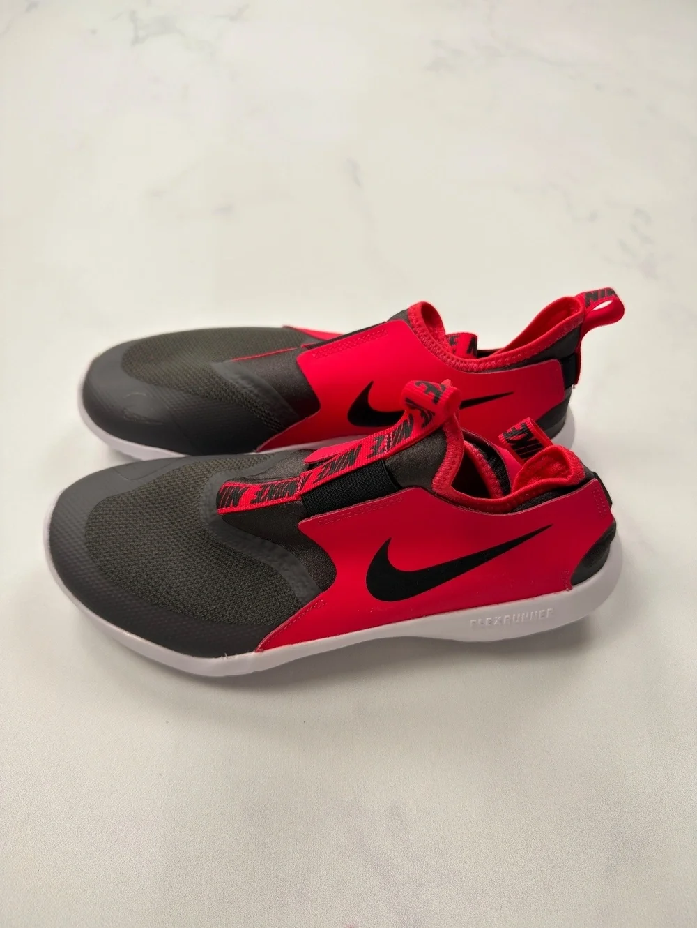 Nike Flex Runner Slip-On Sneakers Red Black Athletic Comfort - Boys 6.5Y